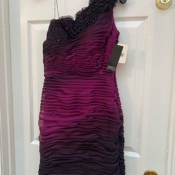 Adriana Papell Boutique NWT Rich Purple One-Shoulder Dress - Size 6 - Picture 7 of 8
